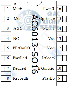 录变音芯片十秒带背景音乐AC6013产品原理资料 - (10秒变音AC6013)