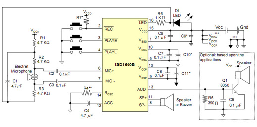ISD1616B应用电路图 环-芯