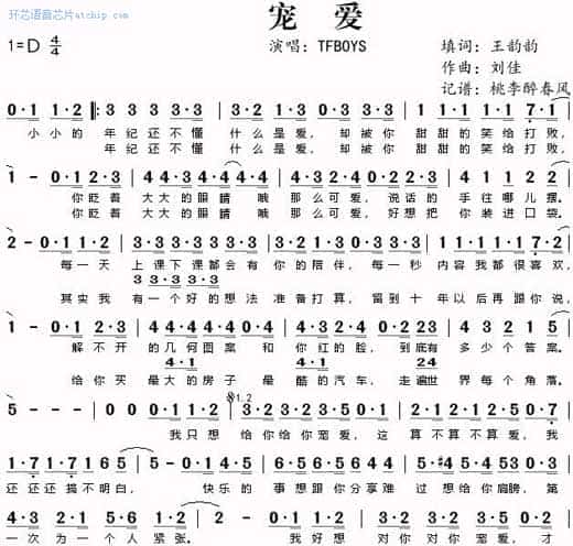 宠爱歌曲歌词曲谱 ( 声音类 ) / favor